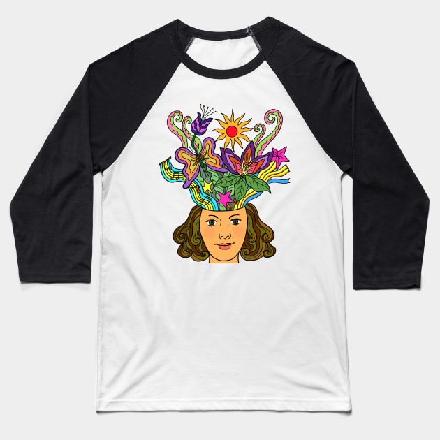 Creative Beautiful Mind Fantasy Woman Baseball T-Shirt by Nalidsa